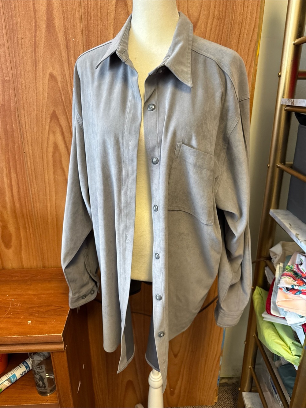 VINTAGE 90's Bill Bless Jeans Grey Gray Button Up Shirt Women's L Large